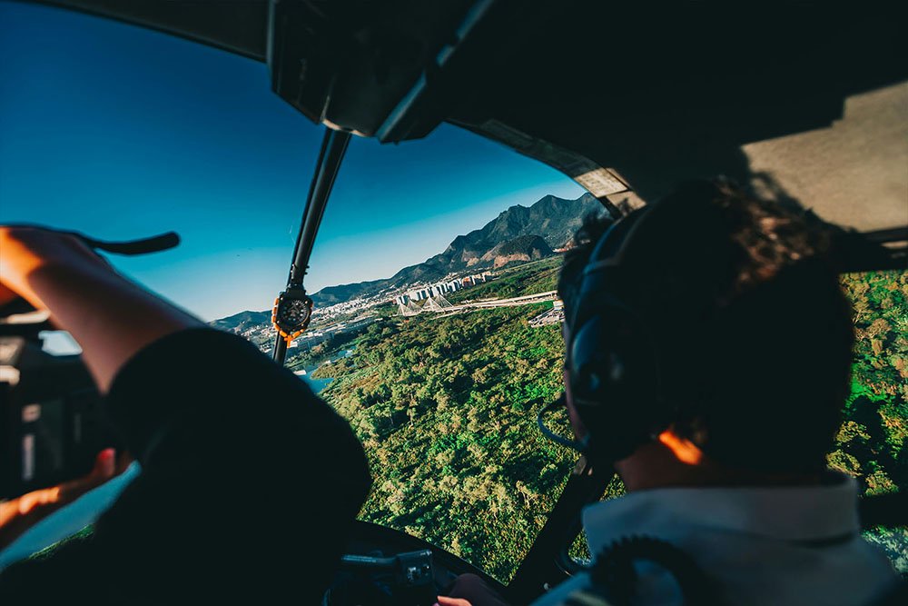 taking photos from the helicopter